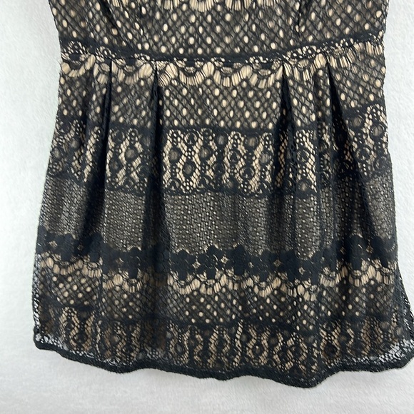 BeBop Mini Dress Sz Large Black Lace / Tan Lining Sleeveless Cutout Low Back EUC - Picture 4 of 11